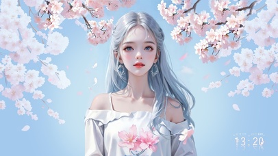 4K唯美清新樱花与少女