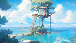 治愈 海边树屋