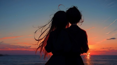 情侣背影唯美治愈