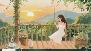 露台荡秋千少女