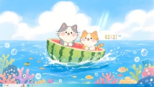 夏日冲浪猫咪