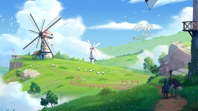 4K唯美治愈动漫田野风车