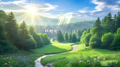 4k 蓝天白云绿林湖泊