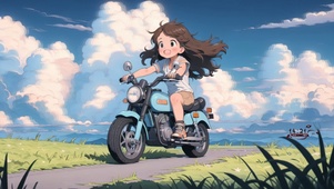 骑摩托车的女孩（可做情侣壁纸）