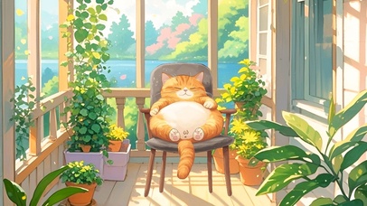 阳台上猫猫晒太阳