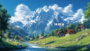 护眼山间村庄