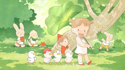 唯美治愈森林兔兔快乐鸭