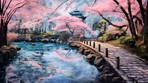 山间桃林
