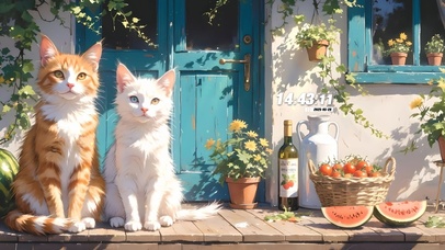 治愈夏日门前小猫