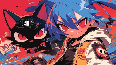 酷拽少年与猫  热血高清壁纸