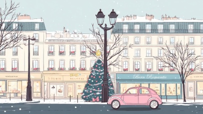 浪漫的雪景街道