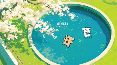 4K夏日泳池线条狗