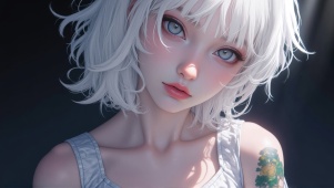 美丽白色短发女孩