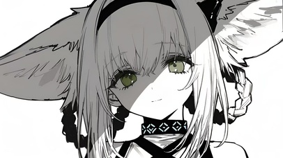 黑白风格少女-铃兰