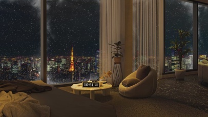 4K唯美治愈城市雪夜房间