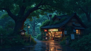 唯美雨天小屋
