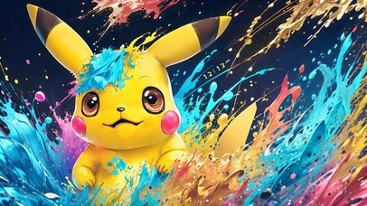 玩颜料的皮卡丘