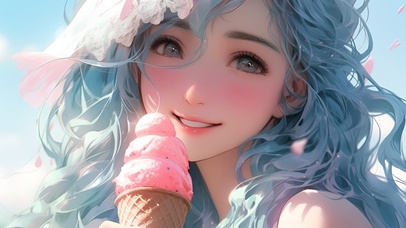 微笑冰激凌女孩