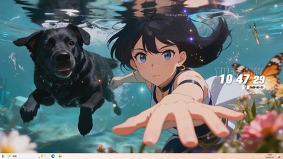 女孩与宠物狗桌面主题