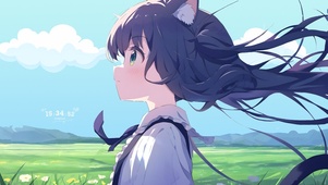 紫发可爱猫咪女友