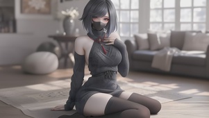 居家甜美短发美少女