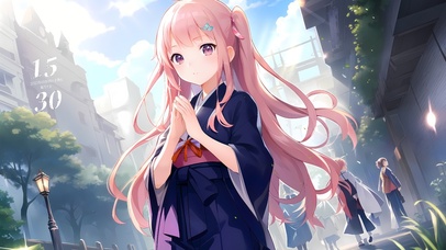 唯美粉发祈福少女