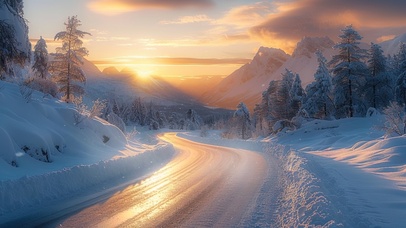 冰雪覆盖的公路