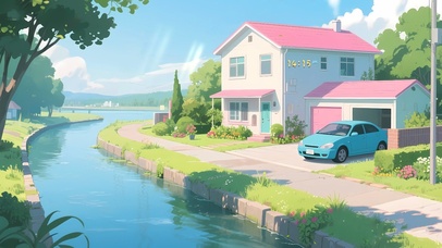 4K唯美治愈日系小镇街道