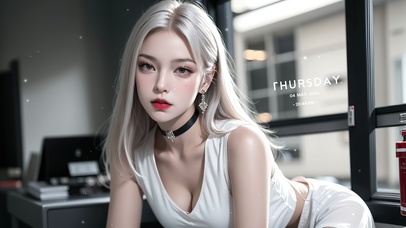 纯欲系银发美女