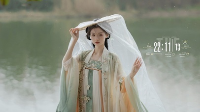 4k古风斗笠美女