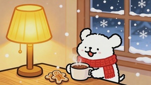 线条小狗-冬日温暖