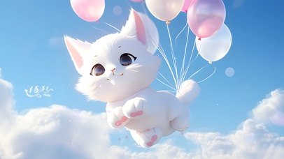 白云气球猫咪 