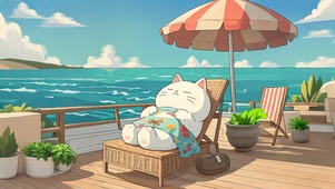 吹着海风的猫