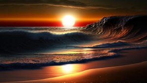 夕阳下的大海