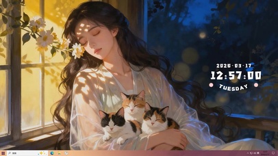 女孩与猫咪桌面主题