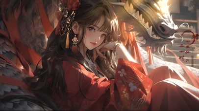 古风红衣少女(动漫动态壁纸) - 动态壁纸下载 - 元气壁纸