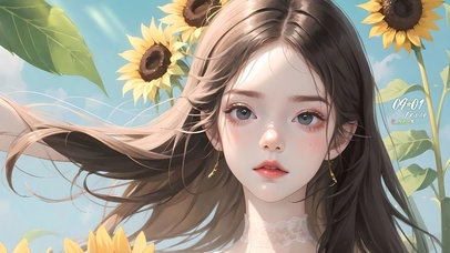 可爱甜美向日葵美女