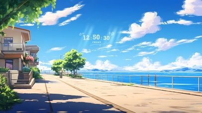 晴朗有风的海边