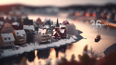4k唯美雪景小镇