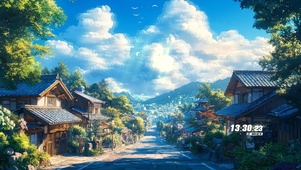 护眼山间村庄
