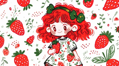 可爱草莓小女孩