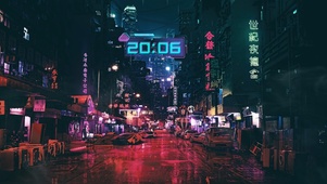 赛博朋克雨天小巷