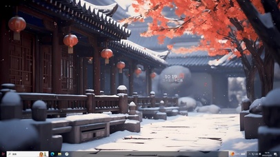 4K唯美古风庭院雪景主题