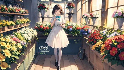 午后花店喝茶少女