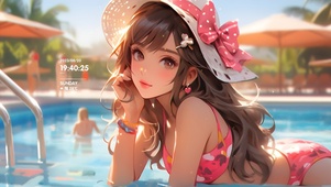 泳池可爱少女
