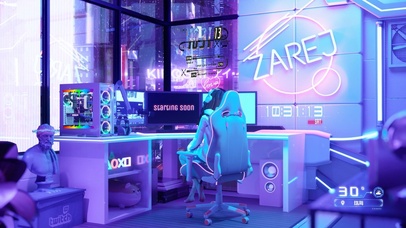 赛博朋克电脑房间