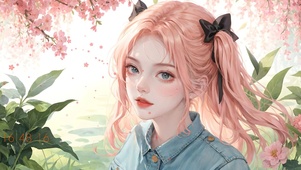 花丛清新少女