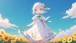 向日葵花田里的女孩