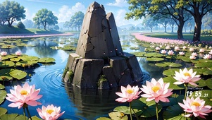 唯美荷花池塘