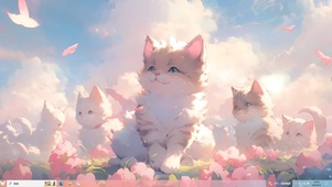 鲜花丛中猫咪